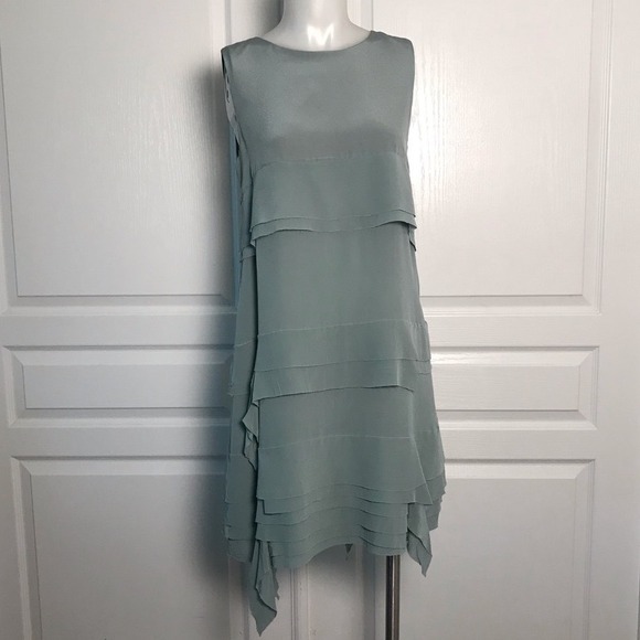 Erika Cavallini Dresses & Skirts - ERIKA CAVALLINI mint green silk tiered sleeveless dress size 4 made in Italy
